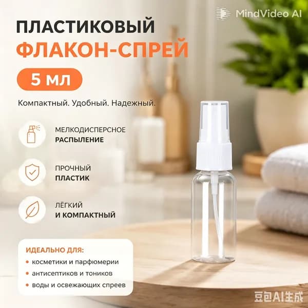 Пластиковый флакон-атомайзер с распылителем5 мл