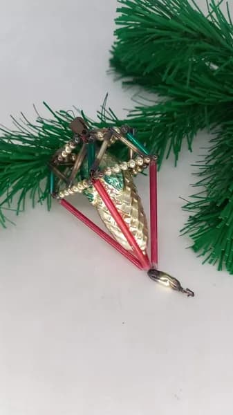 Винтажная советская подвесная елочная игрушка из стекляруса, СССР