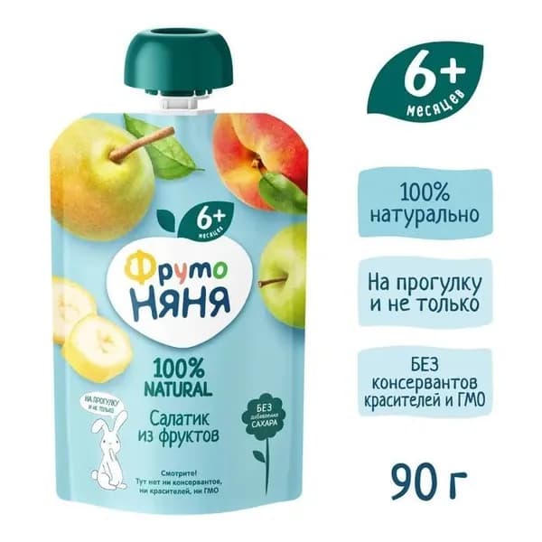 Пюре ФрутоНяня фруктовый салатик с 6 месяцев 90г * 12 шт. (43000241)