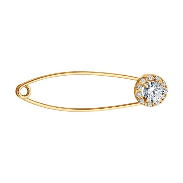 Золотая брошь DIAMANT-ONLINE с фианитом 585 пробы