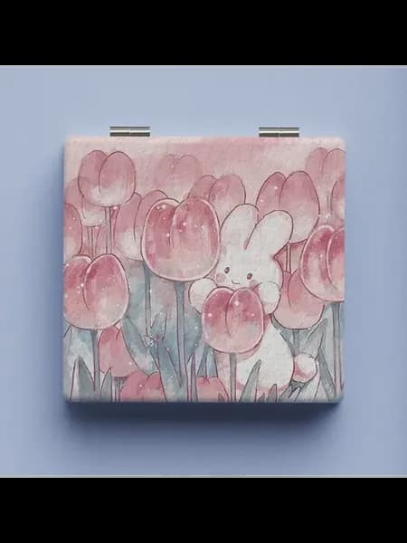 Розовое зеркало Tulip bunny двустороннее