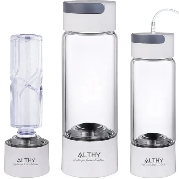 Водородная бутылка, Генератор водородной воды, ALTHY H2-CLASSIC1, Standard DuPont SPE & PEM Двухкамерная технология, стеклянный корпус, Портативный ионизатор воды