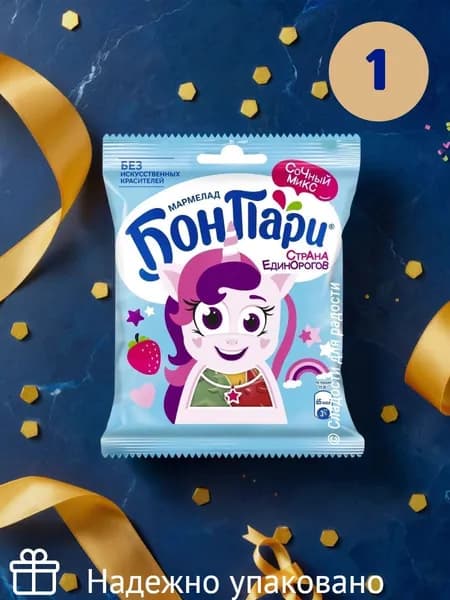 Мармелад жевательный фигурный Бон Пари Страна единорогов Сочный микс, 100г