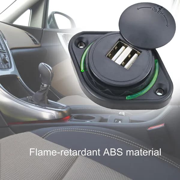 Автомобильное зарядное устройство с двумя USB-портами, Электрическая розетка 3.1A 12-24 В, Выдвижная крышка