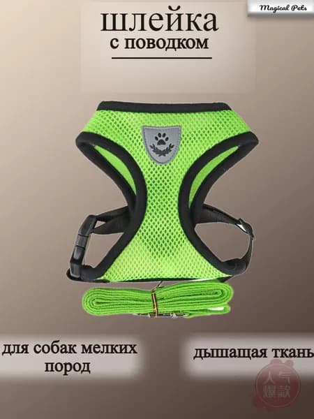 Шлейка для собак мелких и средних пород с поводком2