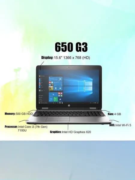 HP HP ProBook 650 G3, Как новый Ноутбук 15.6", Intel Core i5-7200U, RAM 8 ГБ, SSD, HDD 256 ГБ, Intel UHD Graphics 620, Windows Pro, темно-серый, Русская раскладка