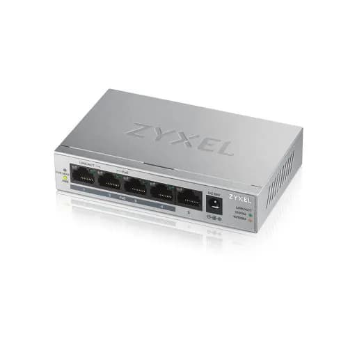 ZyXEL GS1005HP, 5 портов, Gigabit Ethernet, 4 порта PoE 60 Вт, неуправляемый, настольный коммутатор.