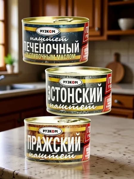 Паштет Печеночный микс ГОСТ Рузком 230 г 3 вида 3 штуки