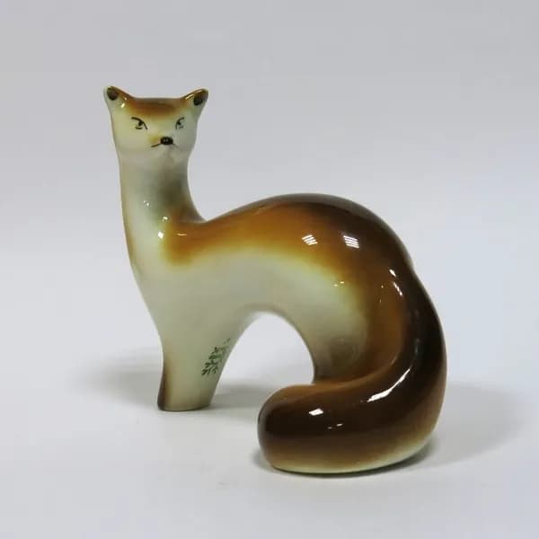Статуэтка винтажная фаянсовая ЛИСА, Конаково, 1960-70-е гг.