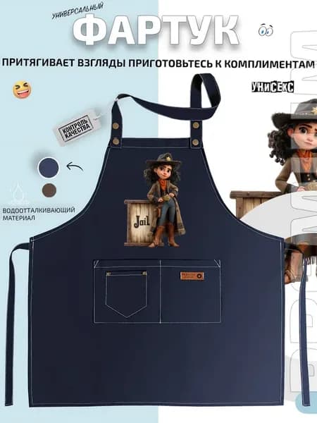 Фартук девочка-ковбой с жетоном шерифа