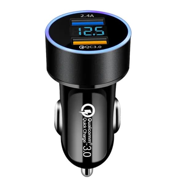 Автомобильное зарядное устройство USB 2.4A с цифровым дисплеем/быстрая зарядка QC3.0 для телефона в автомобиль