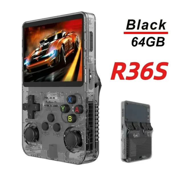 R36S Ретро портативная игровая консоль, черная 64G 20000 игра