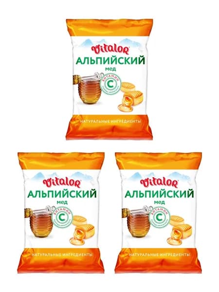 Леденцы на основе трав с витамином С, со вкусом альпийского меда, 60 г, 3 шт.
