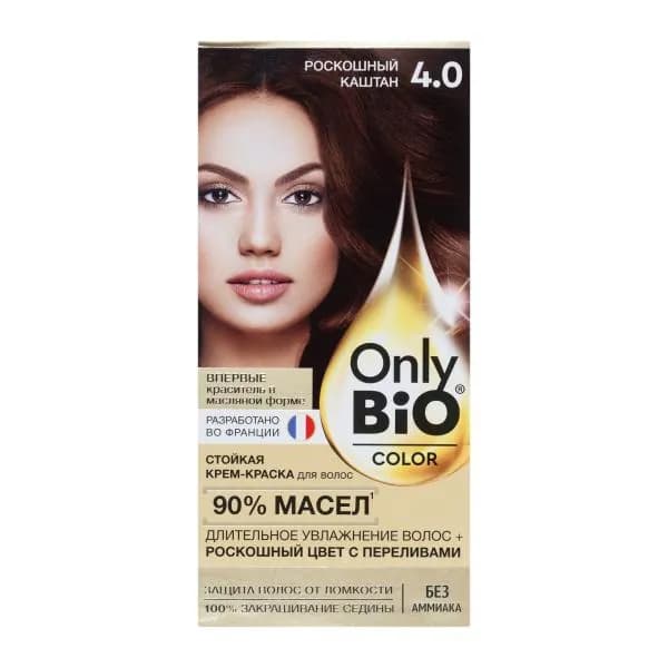 Краска для волос Only Bio Color т4.0 Роскошный каштан 115мл