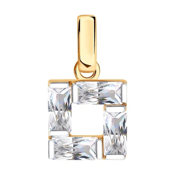 Diamant, Подвеска (кулон) из золота с фианитами, 51-130-02921-1, декоративные, украшение из красного золота 585 пробы