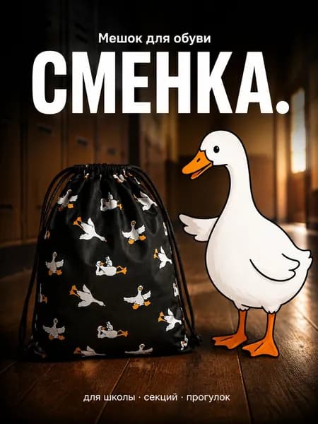 Мешок для обуви сменка школьный детский с гусями влагозащитный для физкультуры и секций