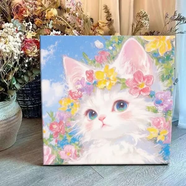 Набор для рисования по номерам для детей маленькая "кошка" / раскраска для детей 20x20 см