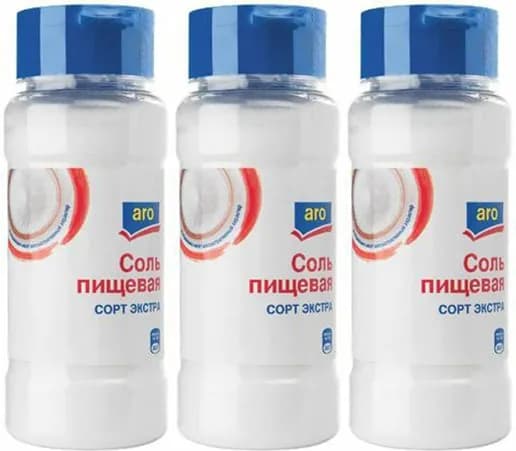 Соль пищевая экстра Aro мелкая, комплект: 3 упаковки по 250 г