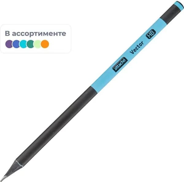 Карандаш чернографитный деревянный HB Attache Vector заточенный трехгранный