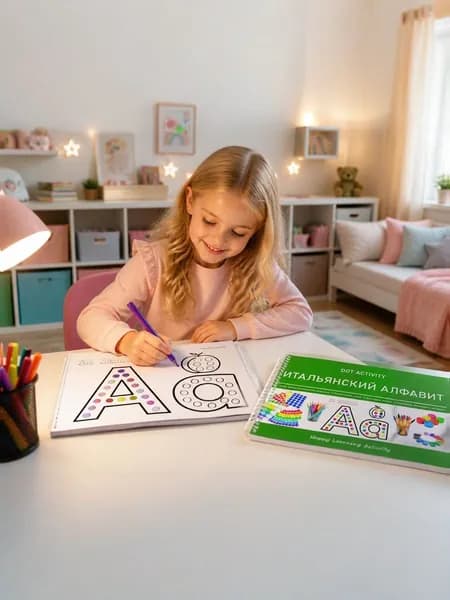 Раскраска "Итальянский алфавит", серия DOT ACTIVITY, Happy Learning Activity