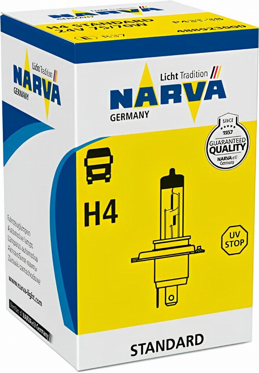 Лампа 24V H4 75, 70W P43t галогеновая (NARVA)