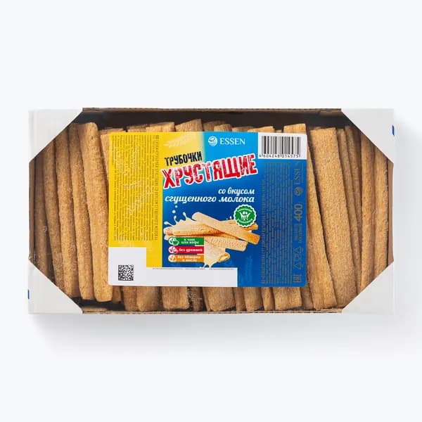 Трубочки хрустящие вафельные Essen, со вкусом сгущенного молока, 400 г
