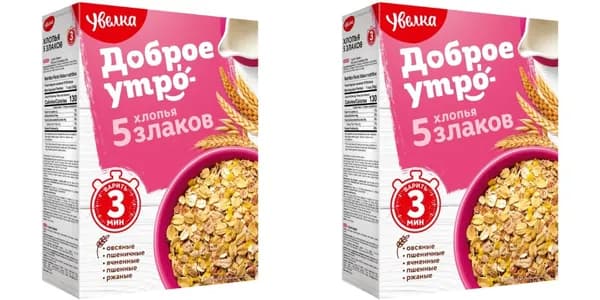 Увелка Хлопья 5 злаков, 350 гр, 2 шт