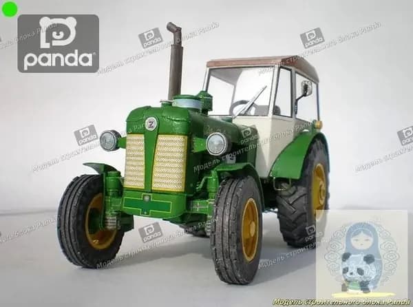 1:32, чешский Zetor 50, бумажная модель трактора, сельскохозяйственная техника, бумага ручной резки