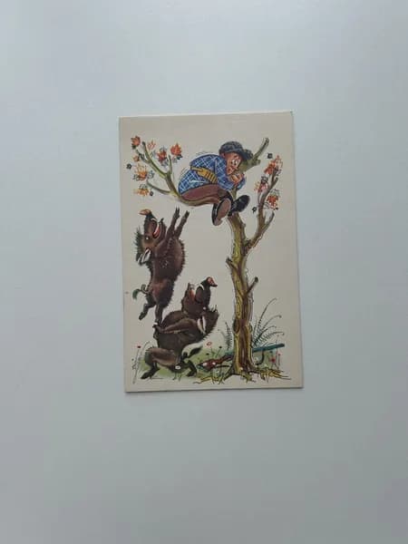 Винтажная открытка СССР "Жаль, что врач запретил мне есть свинину!..". Художники А. Орлов, А. Шварц. Издание 1968 года