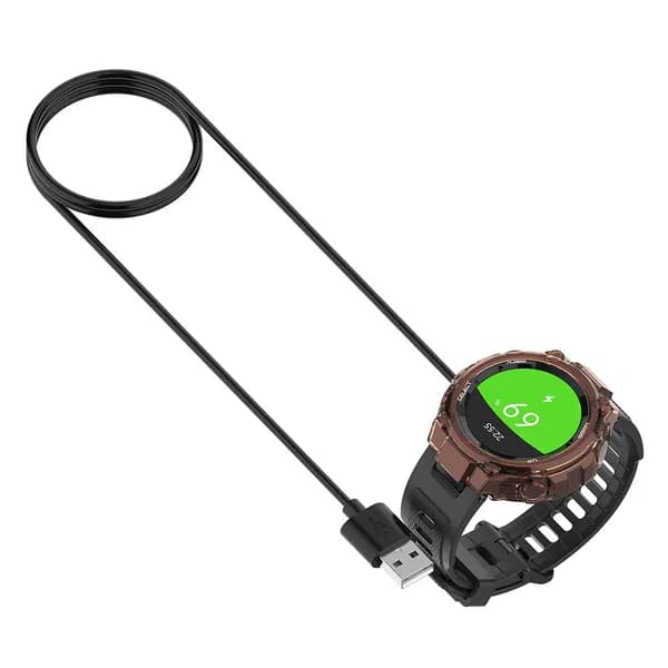 Зарядный кабель для часов Amazfit T-Rex, GTR 42 мм, GTR 47 мм, GTS, длина 100 см, чёрный, из ПВХ