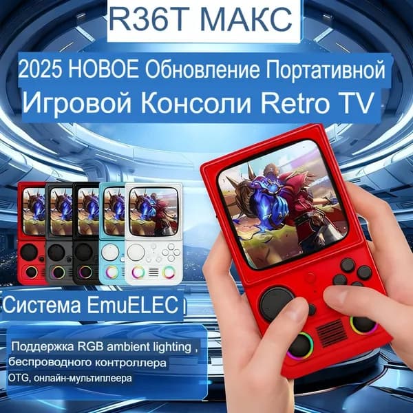 AISLPC Игровая консоль R36T MAX, 4,0-дюймовый ЭЛТ-экран в стиле ретро, 4000 мАч,64G, поддержка Wi-Fi, Доступно несколько цветов
