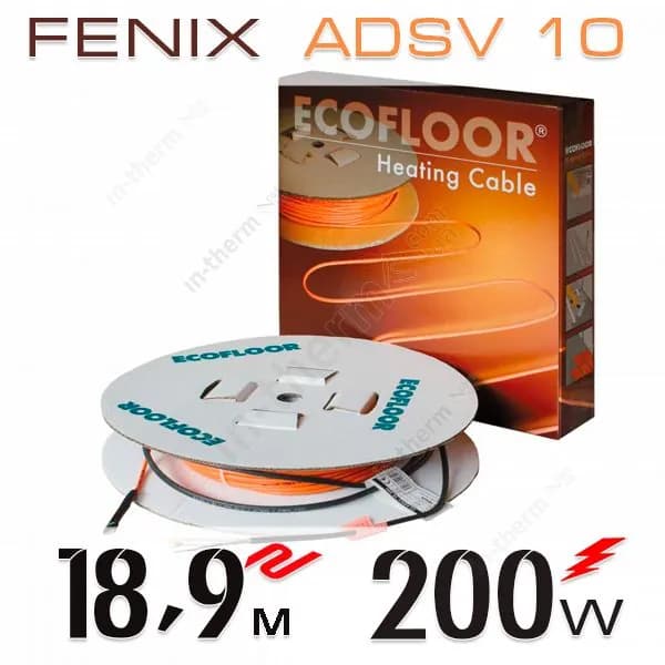 Нагревательный кабель двухжильный FENIX ADSV 10 Вт/м - 18,9 м, 200 Вт, для укладки под плитку в плиточный клей