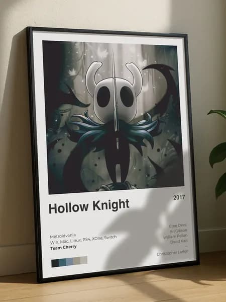 Постер плакат игра "Hollow Knight" А4, Team Cherry, интерьерный, без рамы, плотная матовая фотобумага 21x30 см