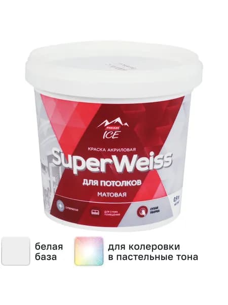 Краска для потолков Parade DIY SuperWeiss цвет белый 0,9 л
