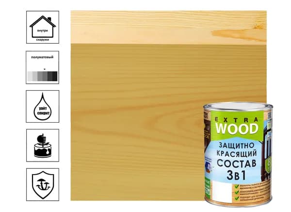 Состав защитно-красящий Farbitex Wood Extra Карелия 3в1 для древесины, орегон, 0.75 л