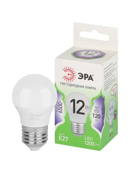 Лампочка светодиодная ЭРА GREEN LINE Б0067052 LED P45-12W-865-E27 GL E27 12 Вт шар холодный свет