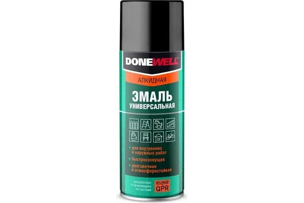 Эмаль DONEWELL DW-1002 алкидная универсальная, черная глянцевая (520мл)