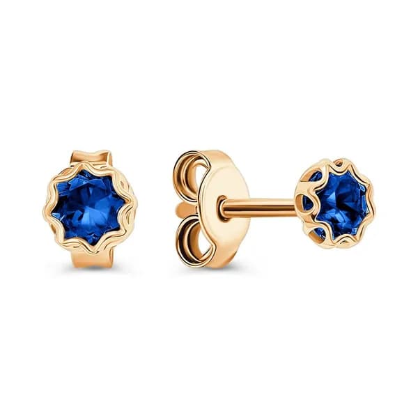 Серьги женские с сапфирами синтетическими из красного золота 585 пробы 585GOLD