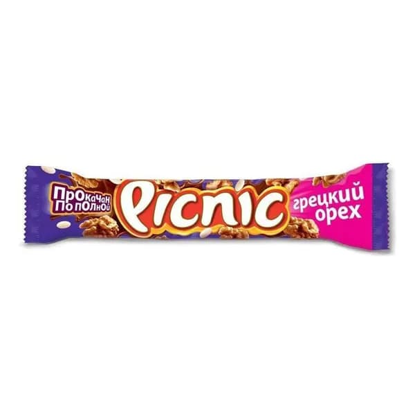 Батончик Picnic шоколадный с грецким орехом 52 г
