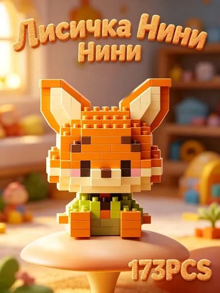 Конструктор детский мелкие детали <Мультяшный парк> с фигурками персонажей, подарок мальчику девочке