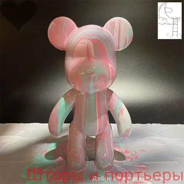 Белая заготовка "Буйный медведь", высота 23 см, fluid art bear