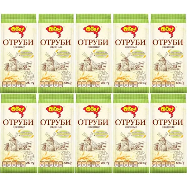 Отруби Ого! овсяные 200 г, набор: 10 штук