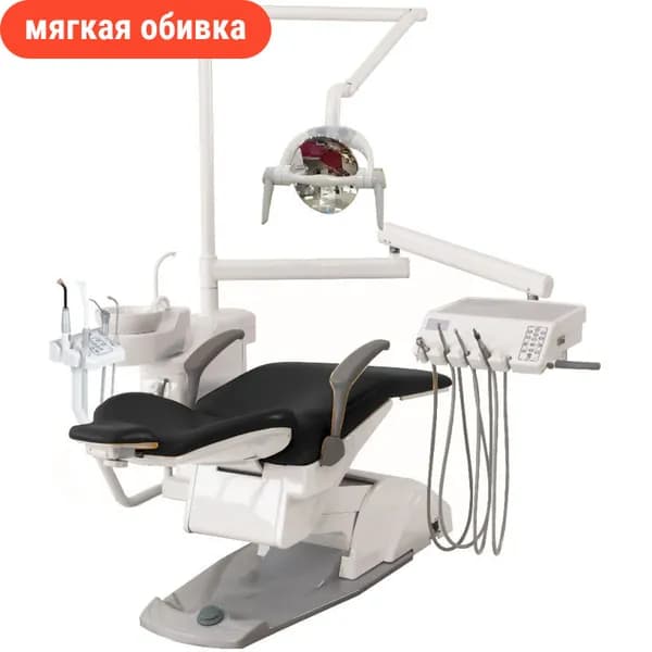 Стоматологическая установка VICTOR вариант 8050 нижняя подача с мягкой обивкой цвет черный в комплекте ультразвуковой скалер с LED подсветкой