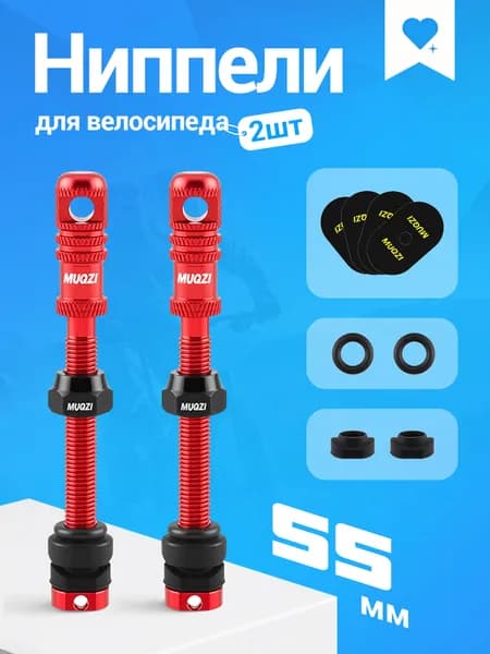 Ниппели Presta 55 мм, клапаны для бескамерных шин велосипеда, 2 шт, MUQZI