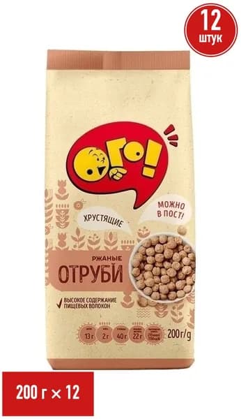 Отруби Ого! ржаные 200 г, набор: 12 штук