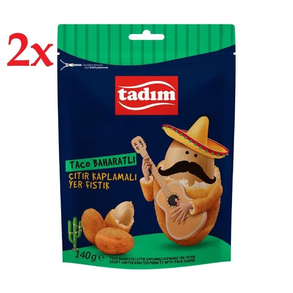 Tadm Taco Spicy Crispy Covered Peanuts 140g x 2 - Сушеные орехи
