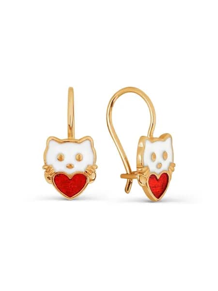 Серьги детские серебряные 925 пробы с эмалью, KARATOV