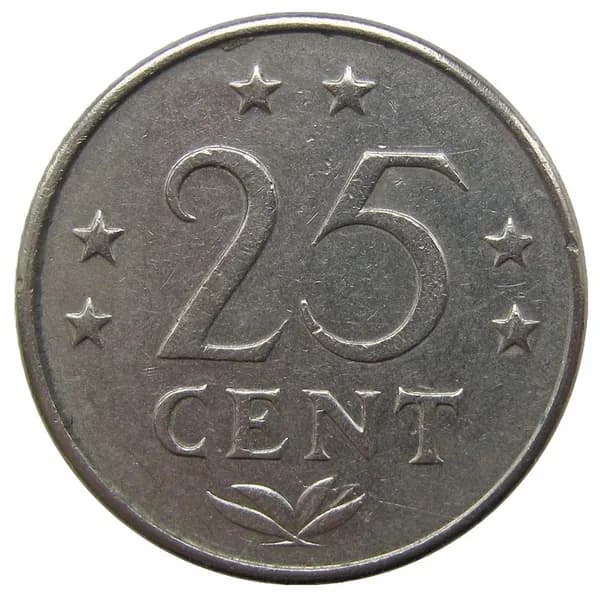 Иностранная монета Нидерландских Антилл 25 центов 1971 г.