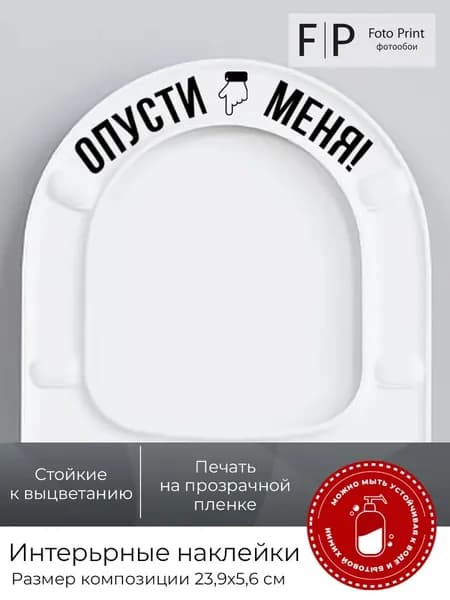 Наклейка интерьерная, прикольная на унитаз "Опусти меня"