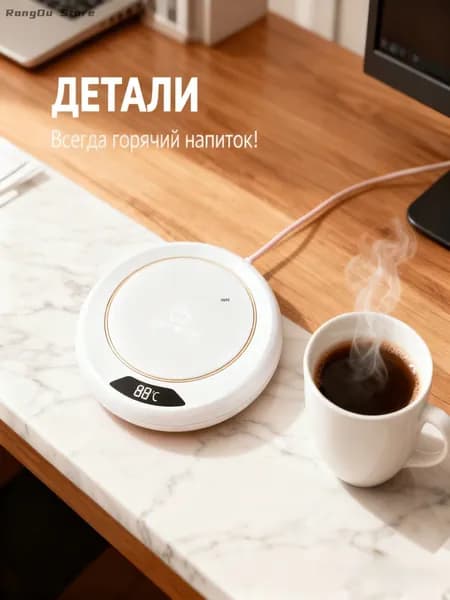 White Подогреватель для кружки с цифровым дисплеем, 3 температуры автоматическое отключение, антискользящая подставка, подарок для офиса и дома
